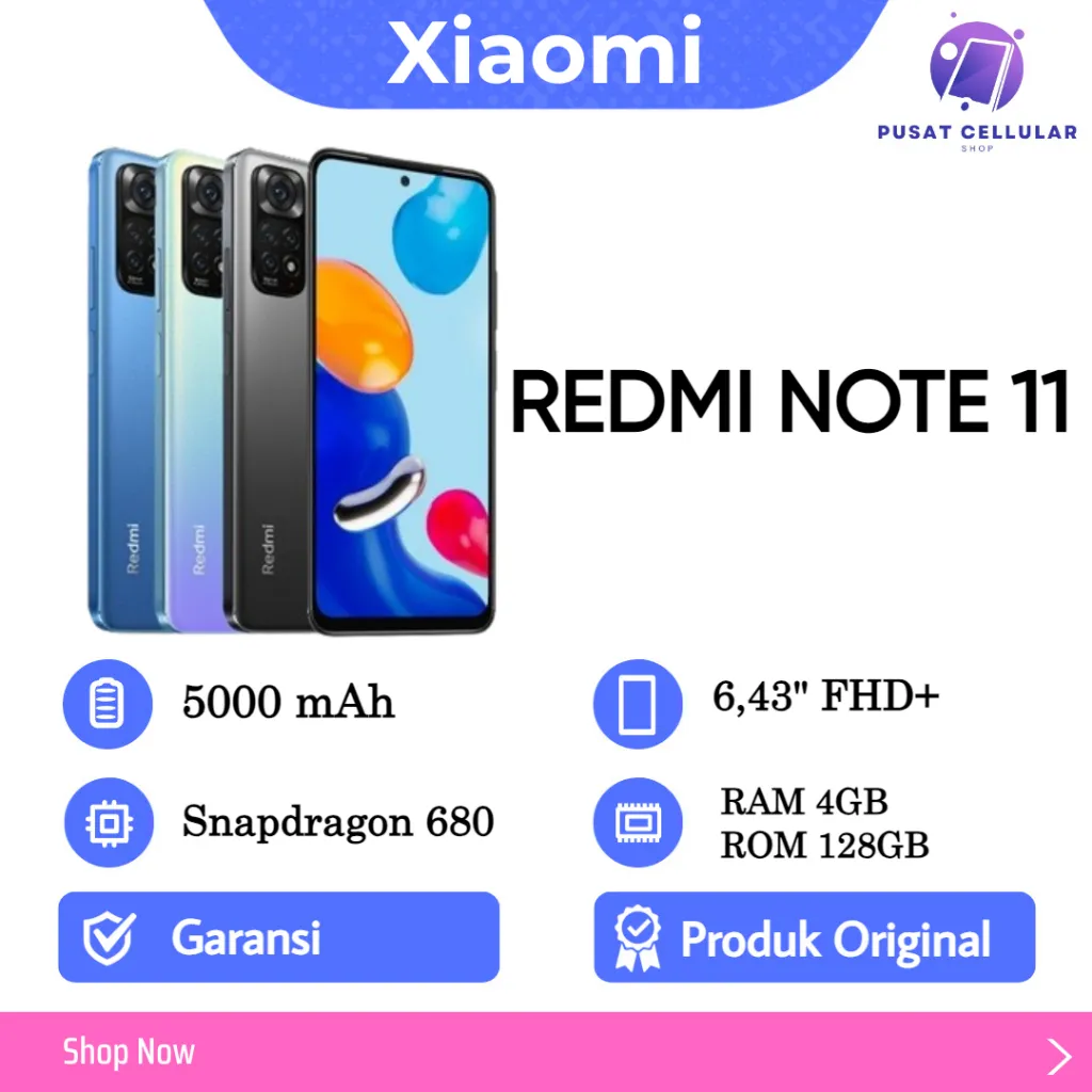 STOK!!! Xiaomi Official Redmi Note 11 4/128GB Smartphone FULL SET