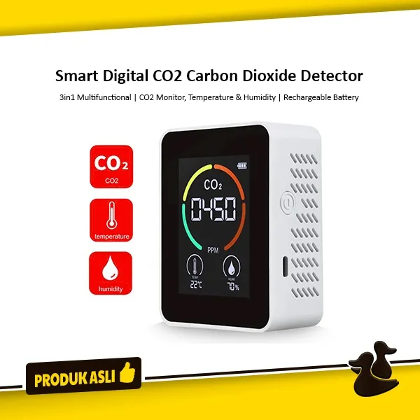 CO2 Air Detector Tester Meter Sensor Kualitas Udara Karbon Dioksida Thermometer Hygrometer Multifungsi