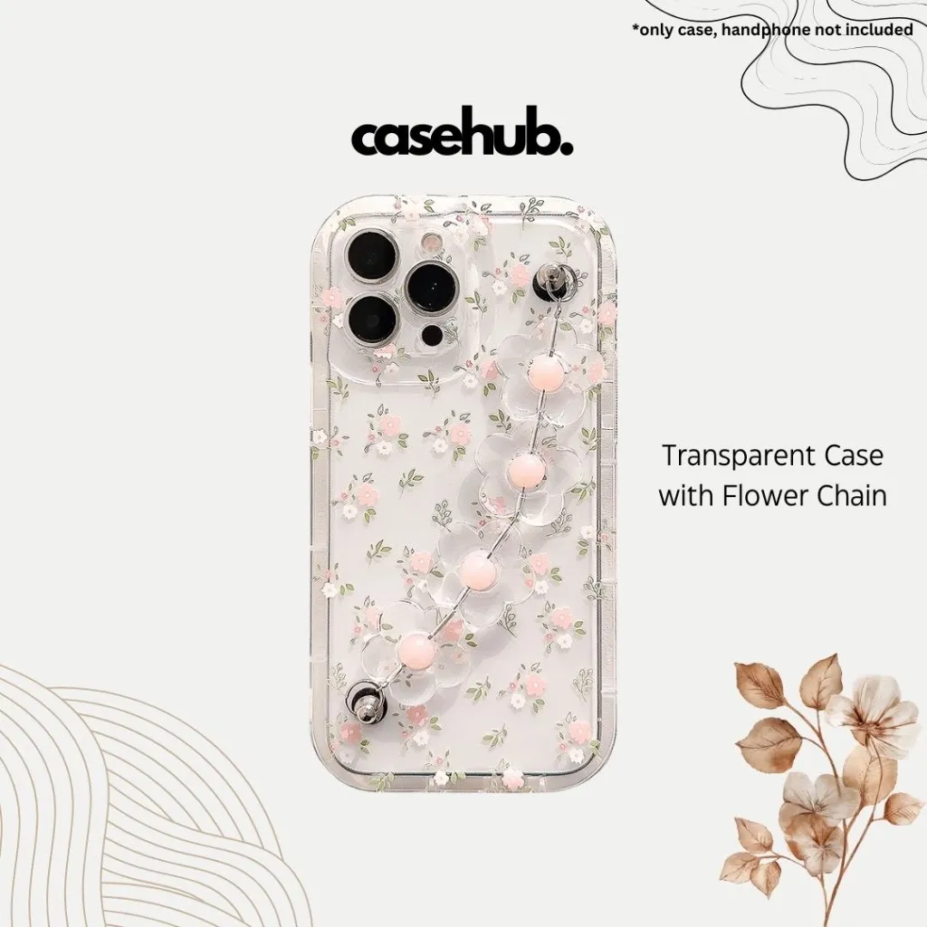 case handphone casing hp iphone flower with chain 12 13 14 15 16 plus pro max casehub