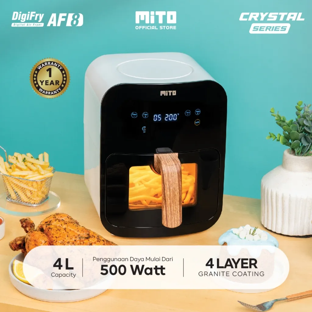 Mito Air Fryer AF8 Crystal Series Original Sehat Memasak Tanpa Minyak