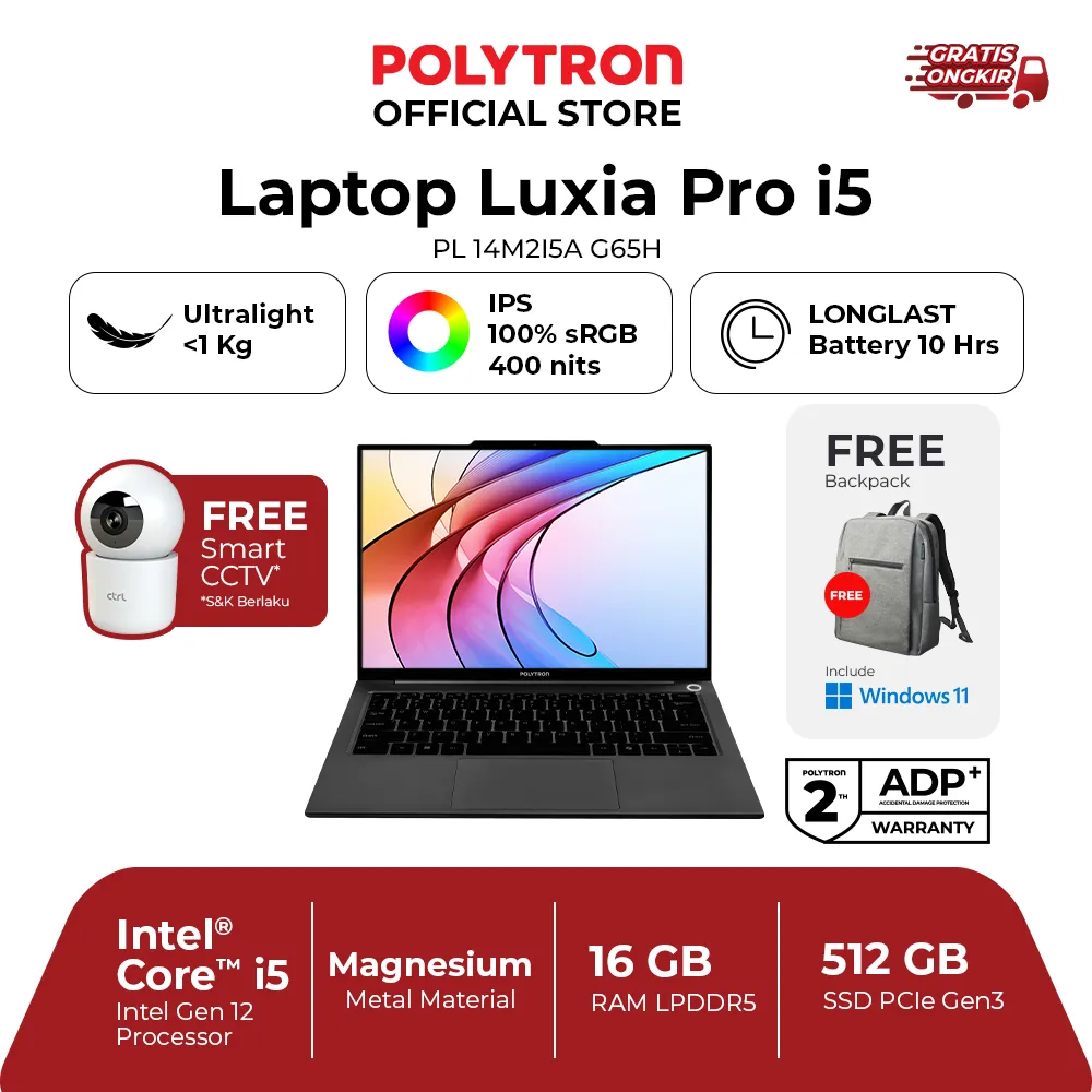 POLYTRON Laptop Luxia Pro i5|intel i5-1235U | 14" | 16GB | 256/512GB | W11 Home