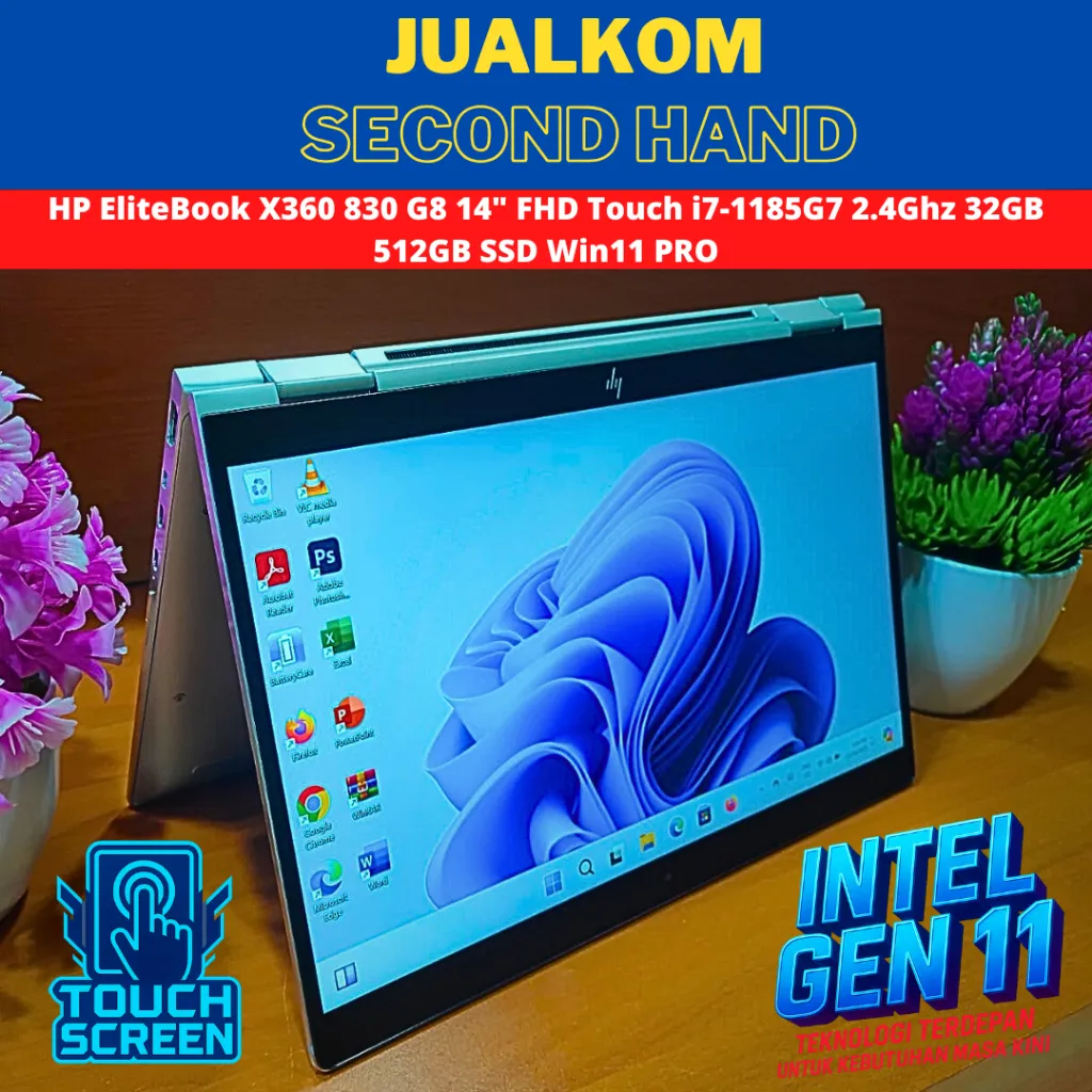 LAPTOP SECOND LAPTOP BEKAS LAPTOP HP ELITEBOOK X360 830 G8 14" FHD i7 Gen11 32GB 1TB NVMe W11 PRO TOUCHSCREEN