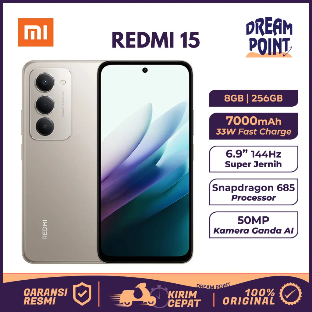 Xiaomi Redmi 15 8/256GB Smartphone Android Gaming 7000mAh HP Murah Original 100%