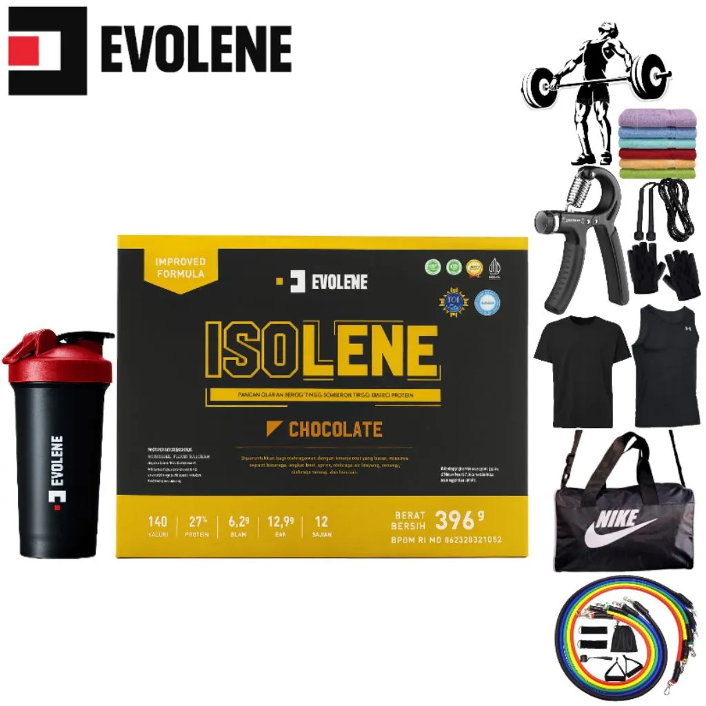 ISOLENE Whey Protein Isolate EVOLENE | 1 Box  isi 12 sachet BPOM & Halal | susu Tinggi Protein untuk diet pangkas lemak