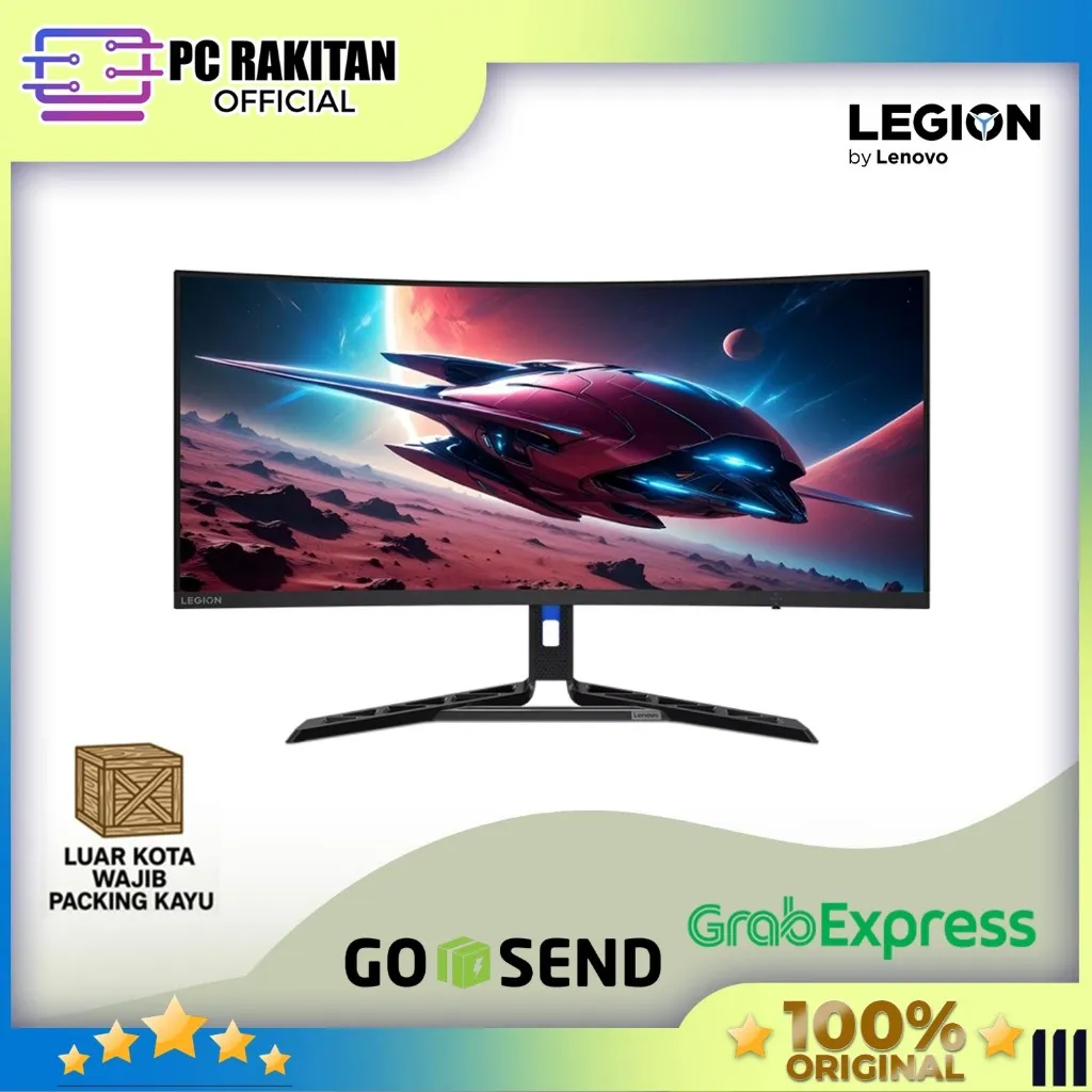 LENOVO LEGION GAMING MONITOR CURVED 34 INCH R34W-30 VA 1500R WQHD 2K 1440P 0.5MS 180HZ SPEAKER 3Y