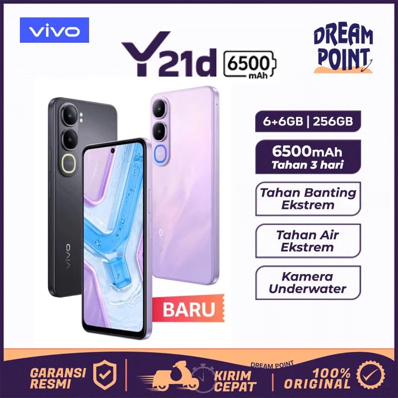 VIVO Y21d 6/256GB Smartphone Android Tahan Banting HP Murah Original 100%