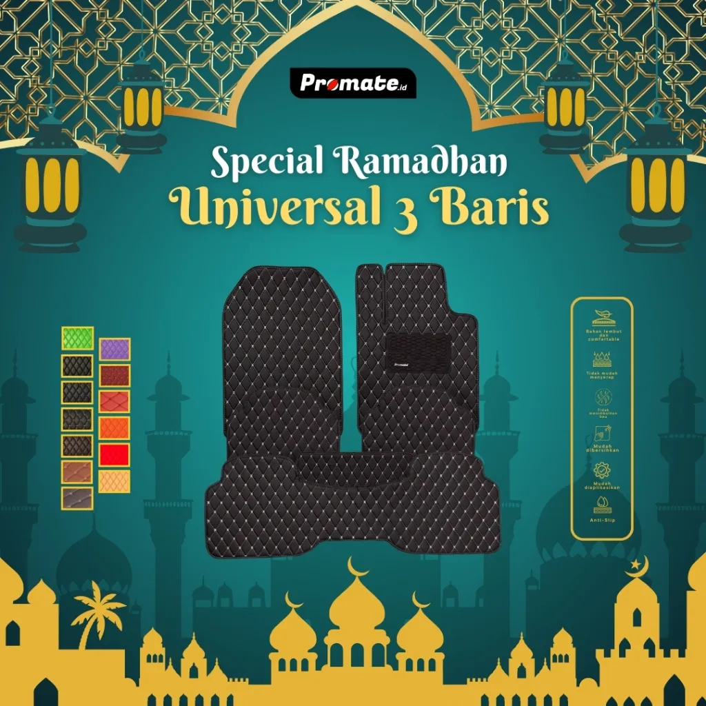 Promate Id Universal 5D Karpet Mobil 2Baris 5Pcs & 3Baris 6Pcs Universal Car Mats Leather Premium
