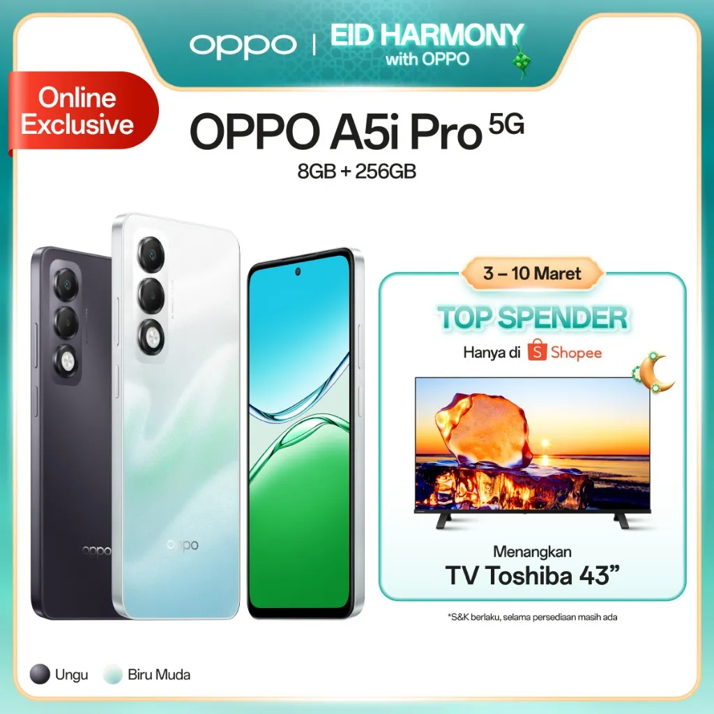 [NEW] OPPO A5i Pro 5G 8GB/256GB Online Exclusive [IP65 Water-Resistant, 6000mAh Large Battery, 45W SUPERVOOC Flash Charge, Military-Grade Shock Resistance]]