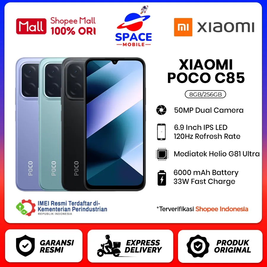 Xiaomi Poco C85 [8GB+256GB] - Garansi Resmi 1 Tahun