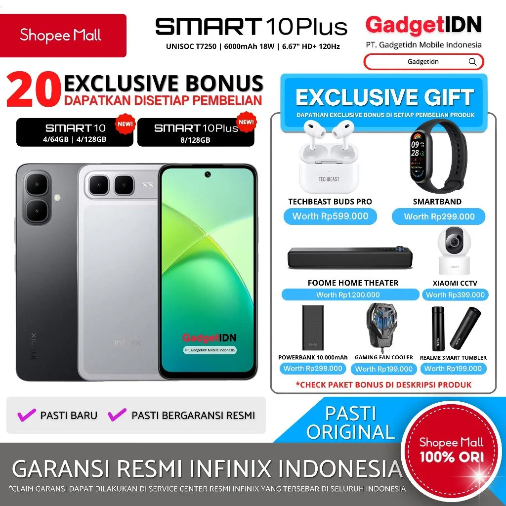 INFINIX Smart 10 Plus NFC 8/128GB Garansi Resmi Infinix
