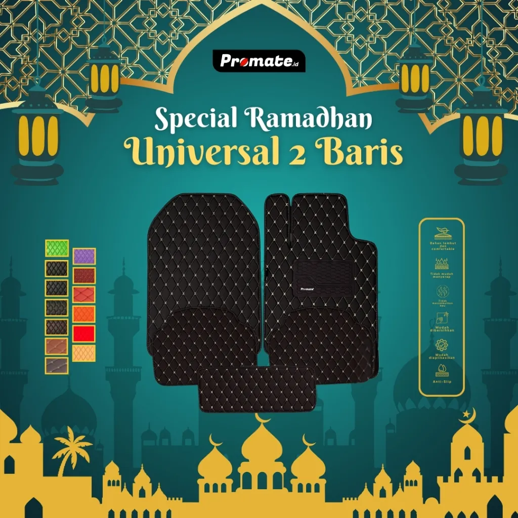 Promate Id Karpet Mobil 2/3 baris Universal Car Mats Leather Kulitsinteisi Premium