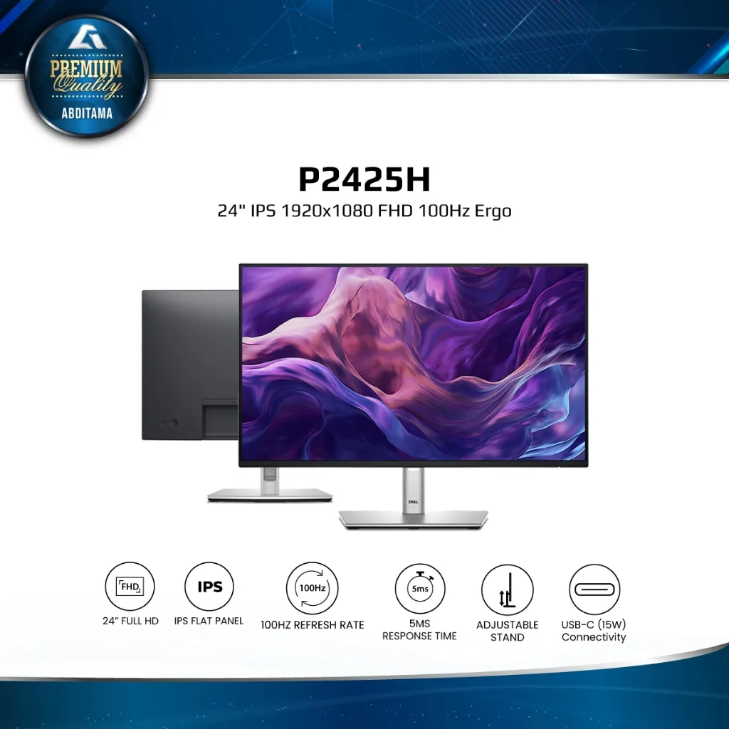 DELL P2425H 24 IPS FHD 1080p 100Hz HDMI DP VGA USB-C15W Ergo VESA
