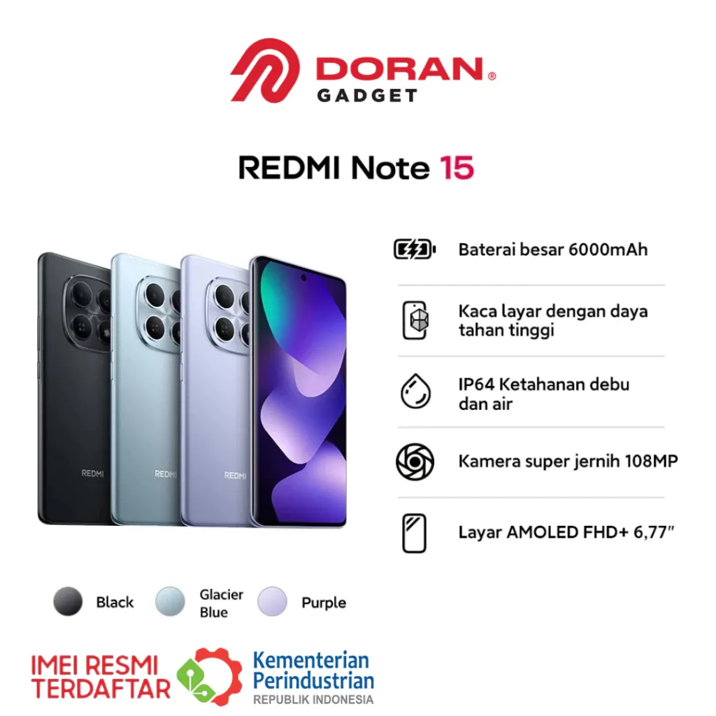 Xiaomi Redmi Note 15 4G LTE 8/128GB 8/256GB Smartphone Original - Garansi Resmi 1 Tahun