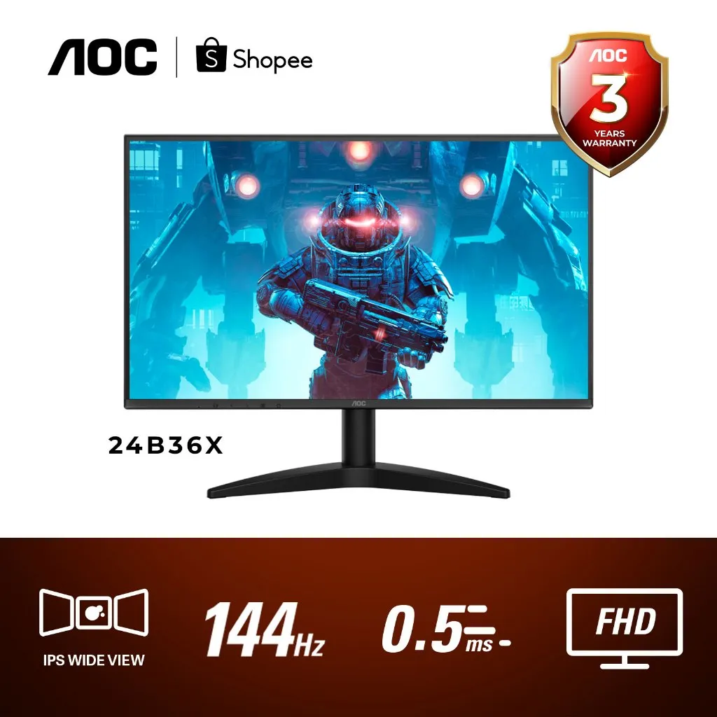 Monitor LED AOC 24B36X IPS 24" 0.5Ms 144Hz FHD HDR10 AdaptiveSync