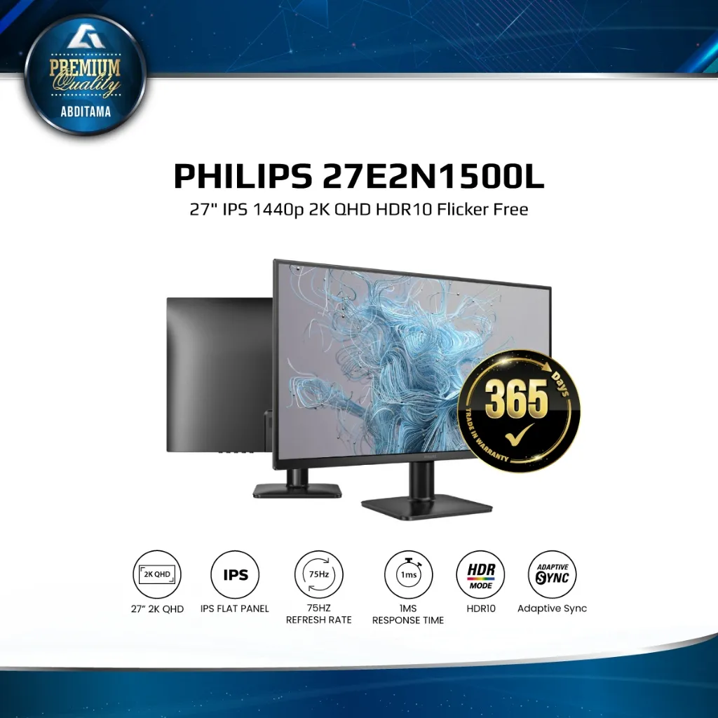 PHILIPS 27E2N1500L 27" IPS QHD 1440p 75Hz HDR10 HDMI2.0x1 DP1.2x1