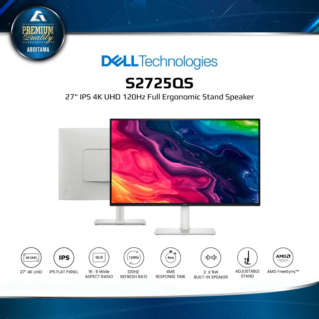 DELL S2725QS 27" IPS 4K 2160p 120Hz 4ms 99% sRGB HDMI2.1x2 DP1.4x1 Speaker Ergo Vesa 100x100