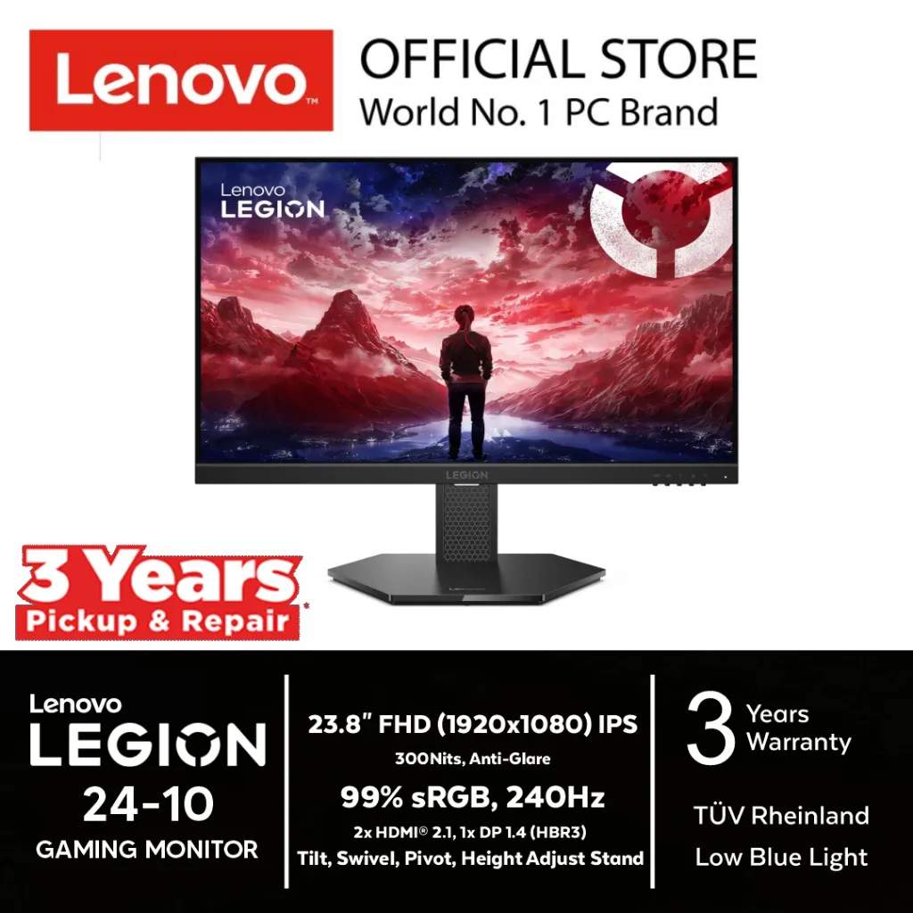 Lenovo Legion 24-10 Gaming Monitor 23.8"FHD IPS 1920x1080 99%sRGB 240Hz Anti glare Low Blue Light