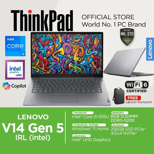 Lenovo V14 Gen 5 Core I3 1315U 8GB 256SSD Windows 11 Full HD14 inch Intel Laptop 7AID