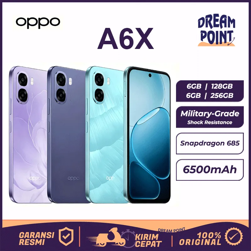OPPO A6X 6/256GB HP Murah Original 100% Hape Gaming Spek Dewa Tahan Banting Handphone Terbaru 2025