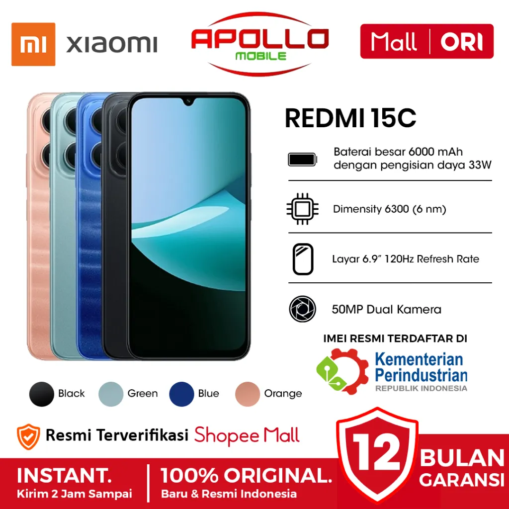 Xiaomi Redmi 15C [8GB+256GB] - Garansi Resmi 1 Tahun
