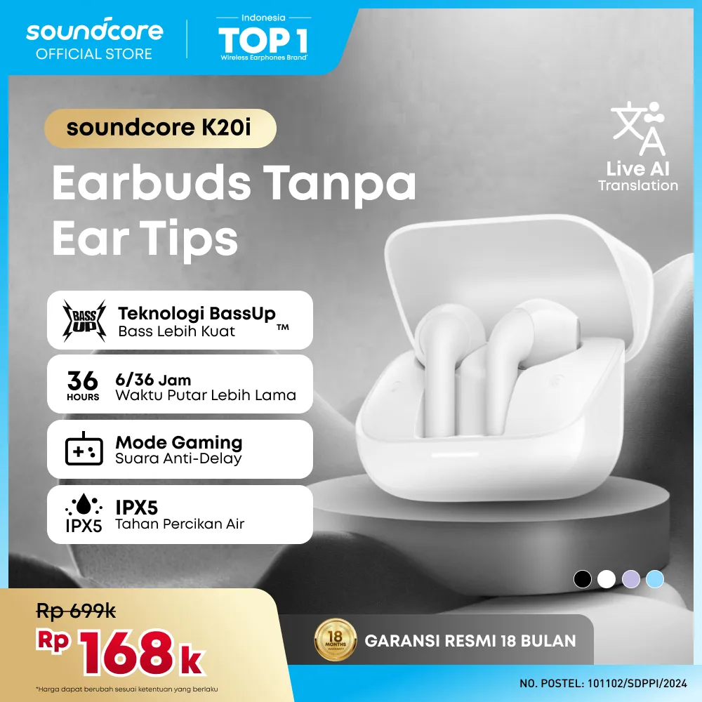 (New Launch) Soundcore K20i Earbuds Bluetooth 5.3 Earphones 36 PlayTime Bluetooth 13mm Drivers Game Mode TWS - A3994