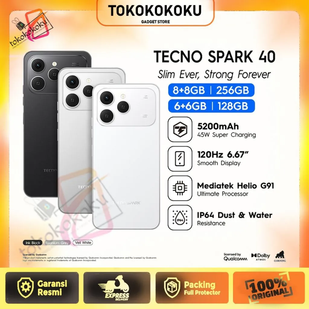 Tecno Spark 40 Ram [6+6GB/128GB] [8+8GB/256GB] - Helio G91 | 45Watt | Refresh rate 120Hz - Android 15 - NFC