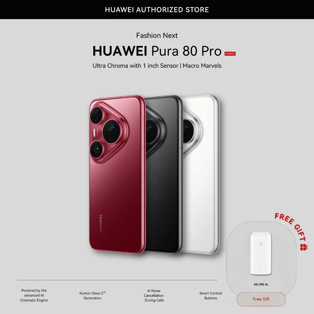 [BARU] HUAWEI Pura 80 Pro Smartphone | 1-inch Sensor | Macro Telephoto | Kunlun Glass | 100W | Smart AI