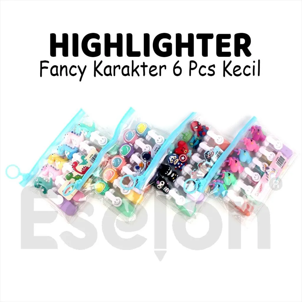 1pak isi 6pcs Stabillo Karakter / 6pcs Warna Pastel Highlighter