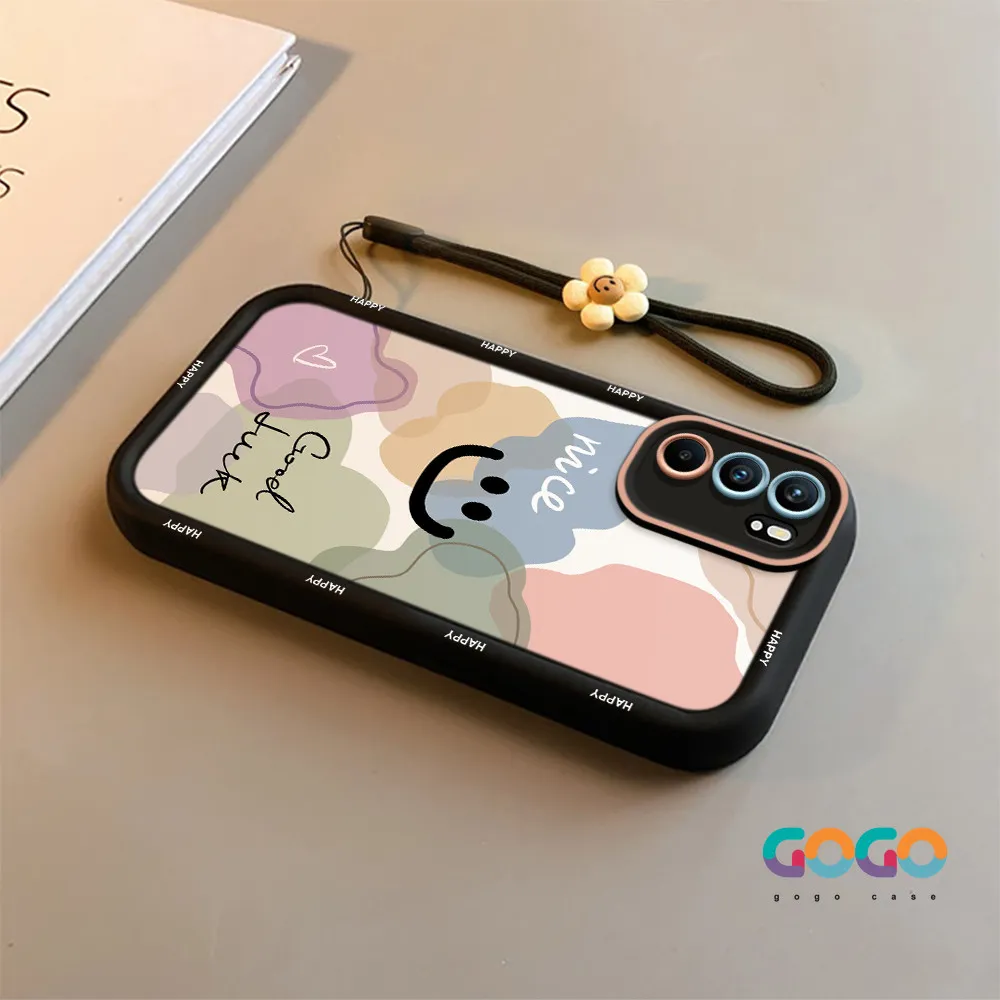 Casing hp OPPO A16 A38 A8 A53 A18 A54 A58 A52 A23 A77S RENO4 5 6 A92 A77 A72 A15 A31 A78 A35 A17 A17K A11K A12 A12S  A15 A33 A32 A15S A57 A95 A53S A55 A3S AX5 A16K A9 A74 A5S A52 A74 A92 A94 A12E Case pelindung ponsel wajah tersenyum berwarna warni 03682