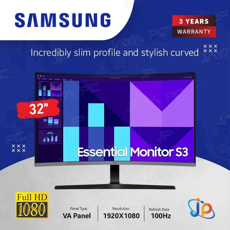 Monitor Samsung LED S3 S32D396 - Curved Full HD 32" Inch