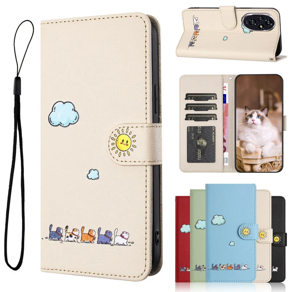 Untuk Honor 400 Pro 400 Lite 200 Pro 200 Lite 200 Smart 300 Pro 300 Ultra Phone Case Wallet Kulit Kucing Flip Casing