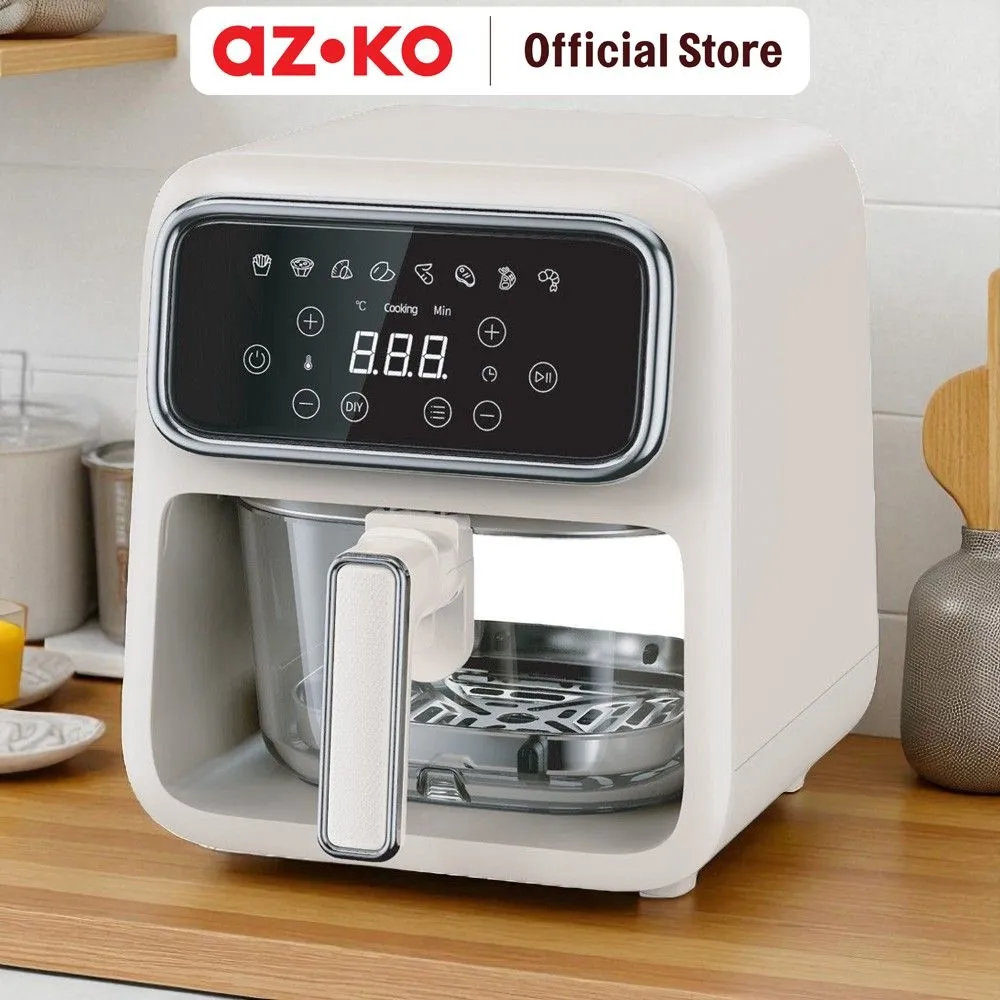 AZKO Klaz 4 ltr Air Fryer Digital Crystal 700 Watt - Putih Digital Air Fryer Penggorengan Tanpa Minyak Healthy Fryer Air Cooker