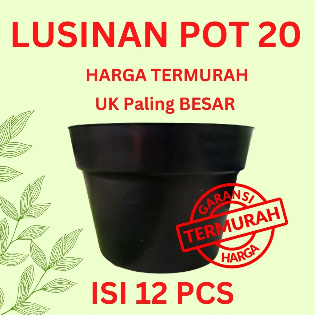 LUSINAN Pot Bunga Murah /Pot Tanaman /Pot Plastik uk 20 CM Hitam (isi 12 PCS) Termurah Bahan Bagus