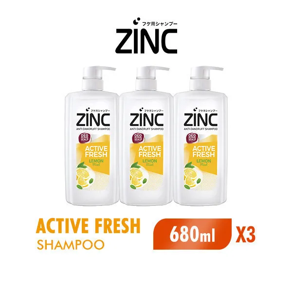 Zinc Shampoo Active Fresh Botol 680 ml x3
