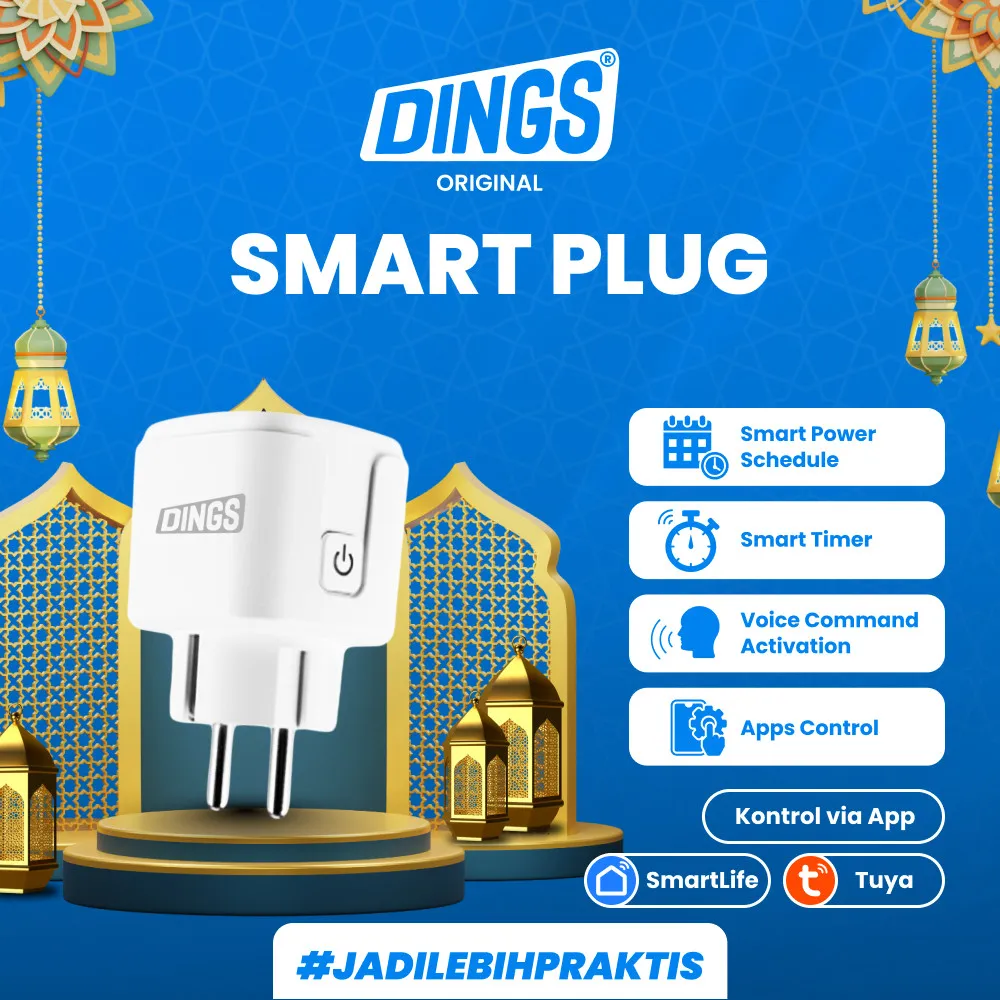 DINGS ORIGINAL Smart Plug Wifi – Colokan Pintar Hemat Energi, Timer Otomatis & Kontrol Jarak Jauh via HP