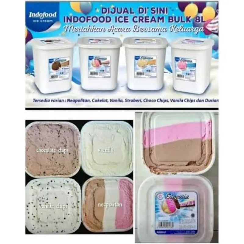 Espessia (Indofood) Ice Cream Semua Rasa Kemasan 8 liter