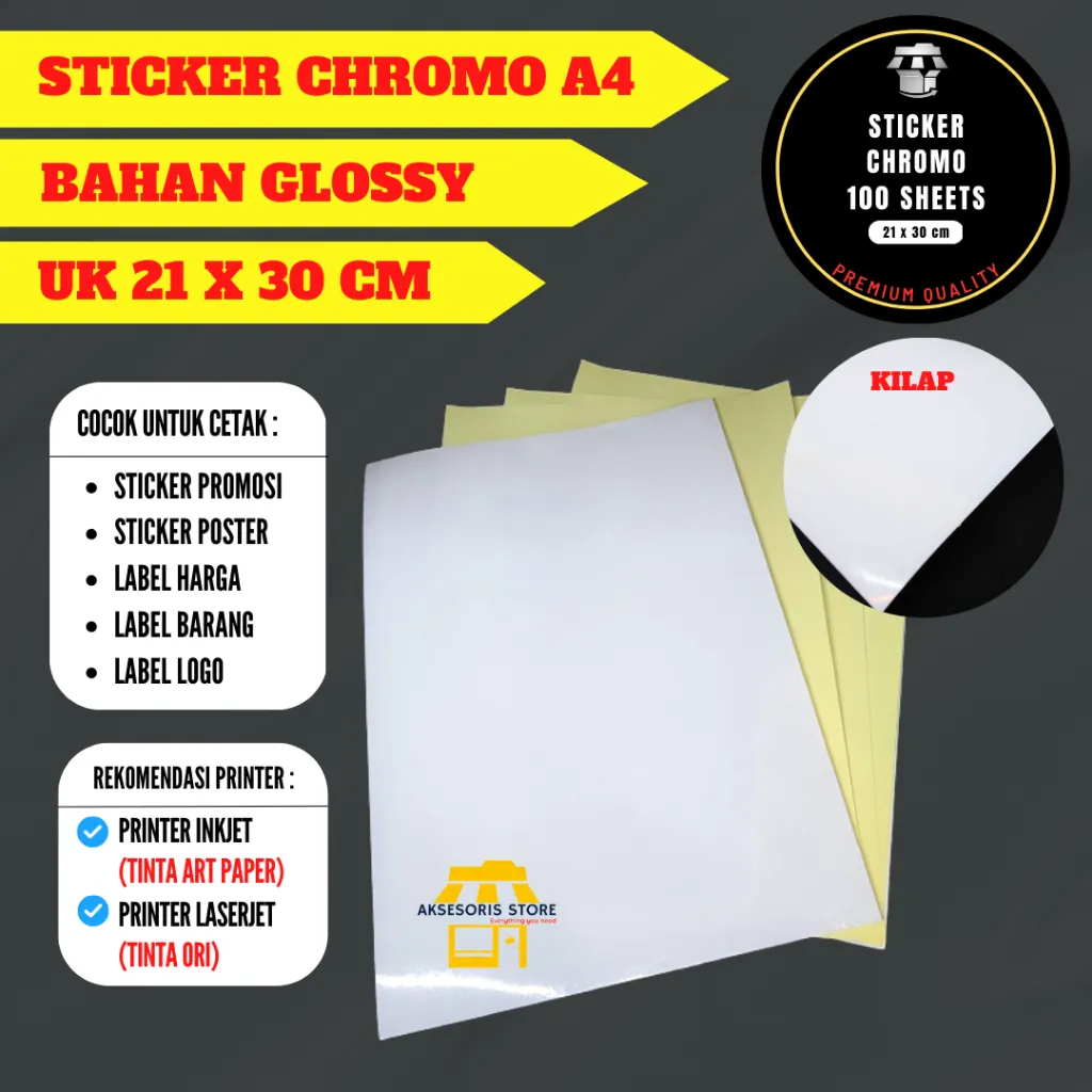 STIKER LABEL A4 ISI 100 LEMBAR / KERTAS STICKER A4