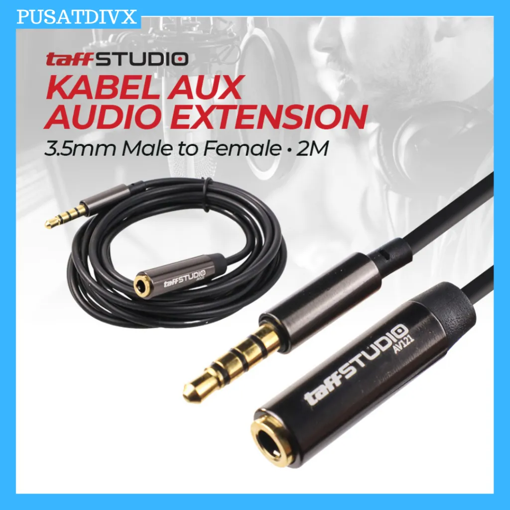 SANJI TAFFSTUDIO KABEL AUX AUDIO EXTENSION 3.5MM MALE TO FEMALE 200 CM 2 METER 200CM 2M AV 121 BLACK