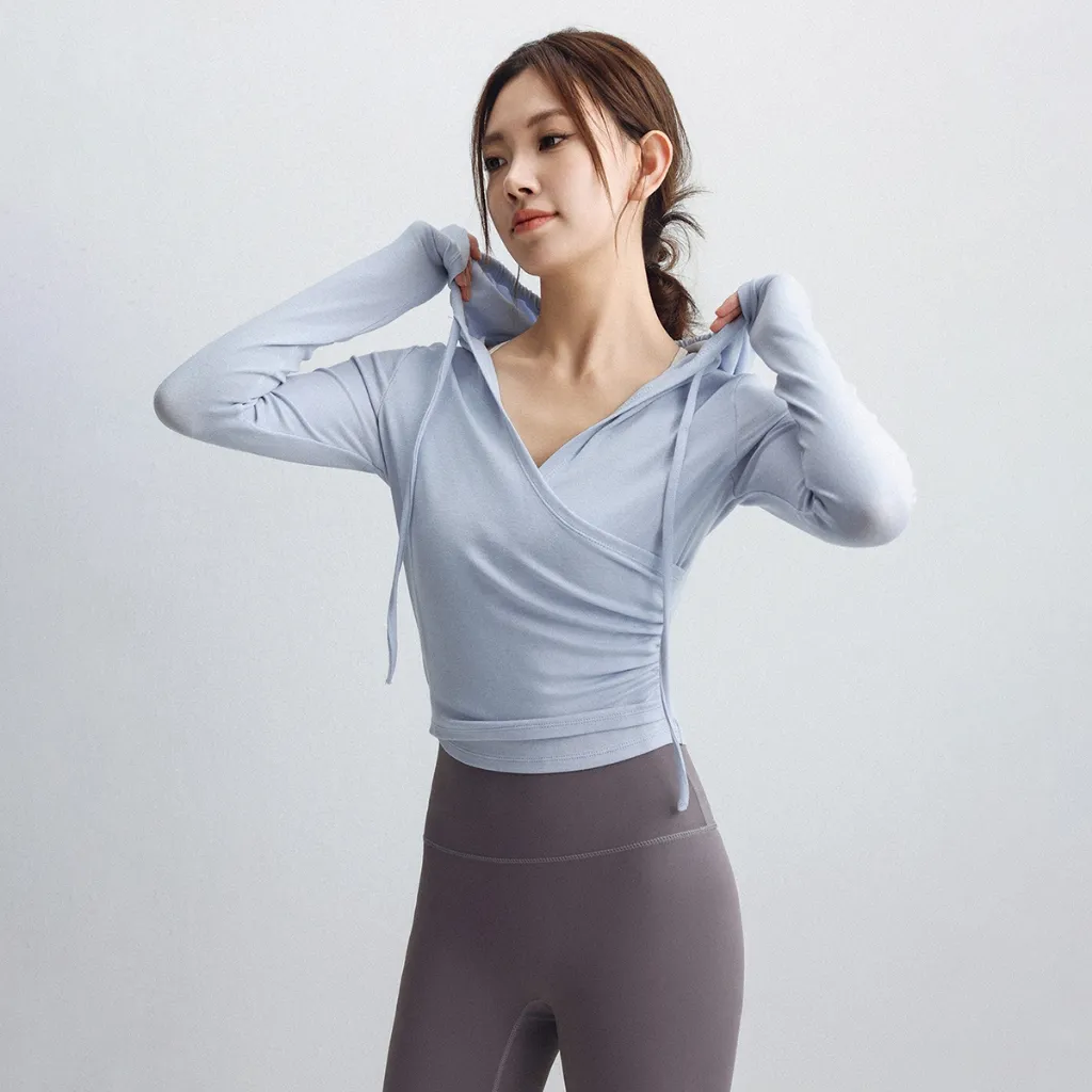 YOBAO Baju Olahraga Wanita Yoga Top Baju Pilates Kemeja Wanita Lengan Panjang Atasan Olahraga Wanita Gym Fitness Badminton