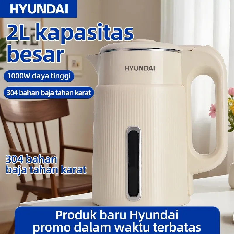 HYUNDAI teko listrik pemanas air 2L  304 bahan food grade kettle 2025 tekoeh listrik baru