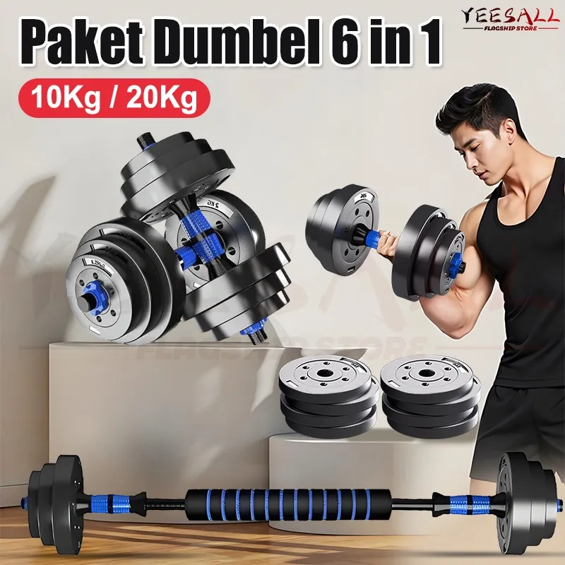 Dumbell 10kg /kebugaran Latihan kekuatan/Peralatan Fitness/Kettlebell Set Latihan Kekuatan Barbel 6 In1kebugaran Set 20kg /Barbel /Dumbbell Set Latihan Kekuatan Barbel 6 in1kebugaran Set