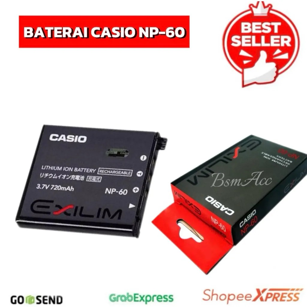 Baterai NP-60 Kamera Casio Exilim  EX-Z9, EX-FS10, EX-S10, EX-S12, EX-Z20, EX-Z21, EX-Z25, EX-Z29, EX-Z80, EX-Z80A, EX-Z85, EX-Z90