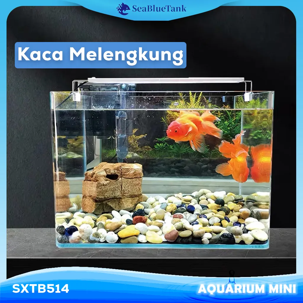 SBT Akuarium Ikan SXTB514 (30/35/40/50/60 cm)  Tangki Ikan Mini dengan bahan kaca super bening melengkung