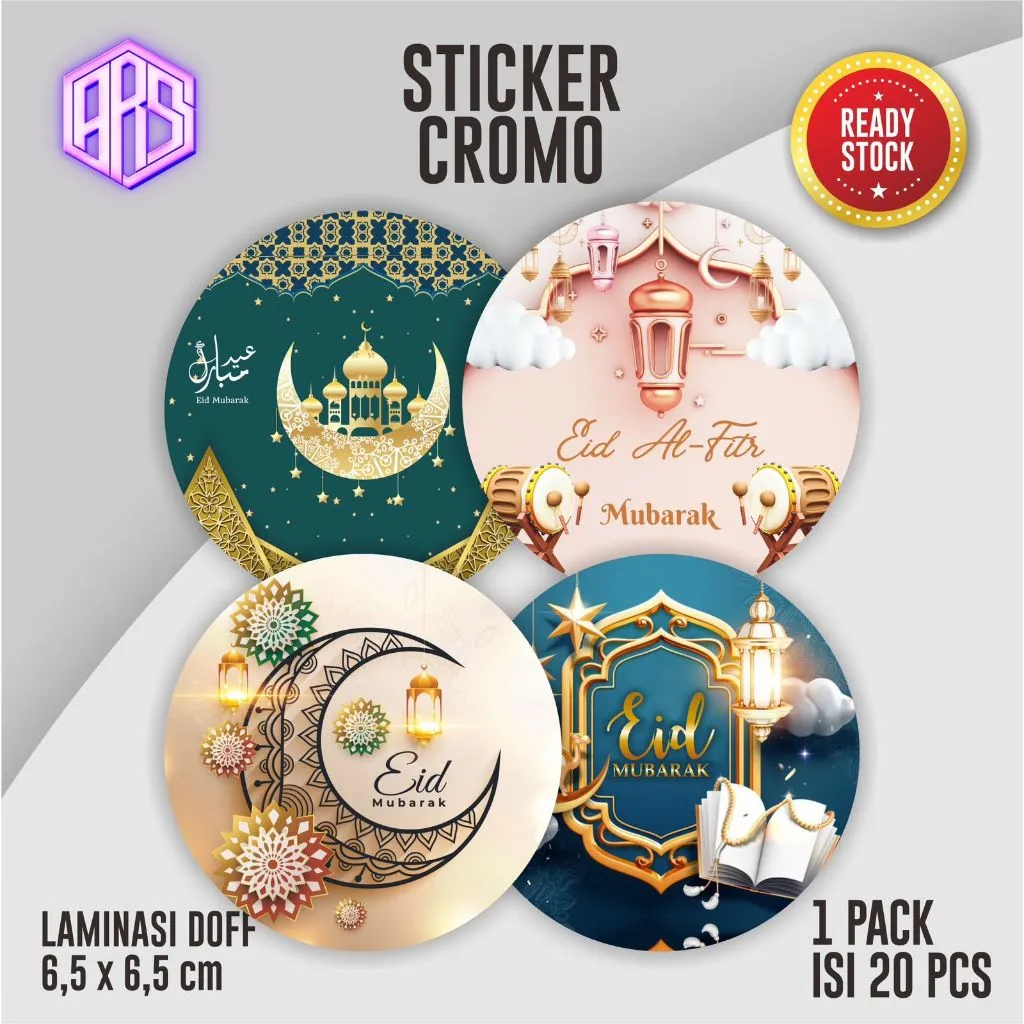 (20PCS) Sticker Bulat Idul Fitri Sticker Lebaran Ramadan Cookies Kue