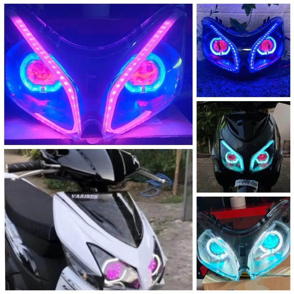 lampu depan vario 110 old/karbu set reflektor custom biled 2,5 inc dua lampu plus alis raning