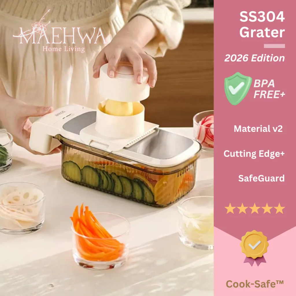 MAEHWA - JOO YUN Parutan 5 in 1 Serbaguna Pisau Kupas Sayuran Praktis Wadah Buah Estetis Pengupas