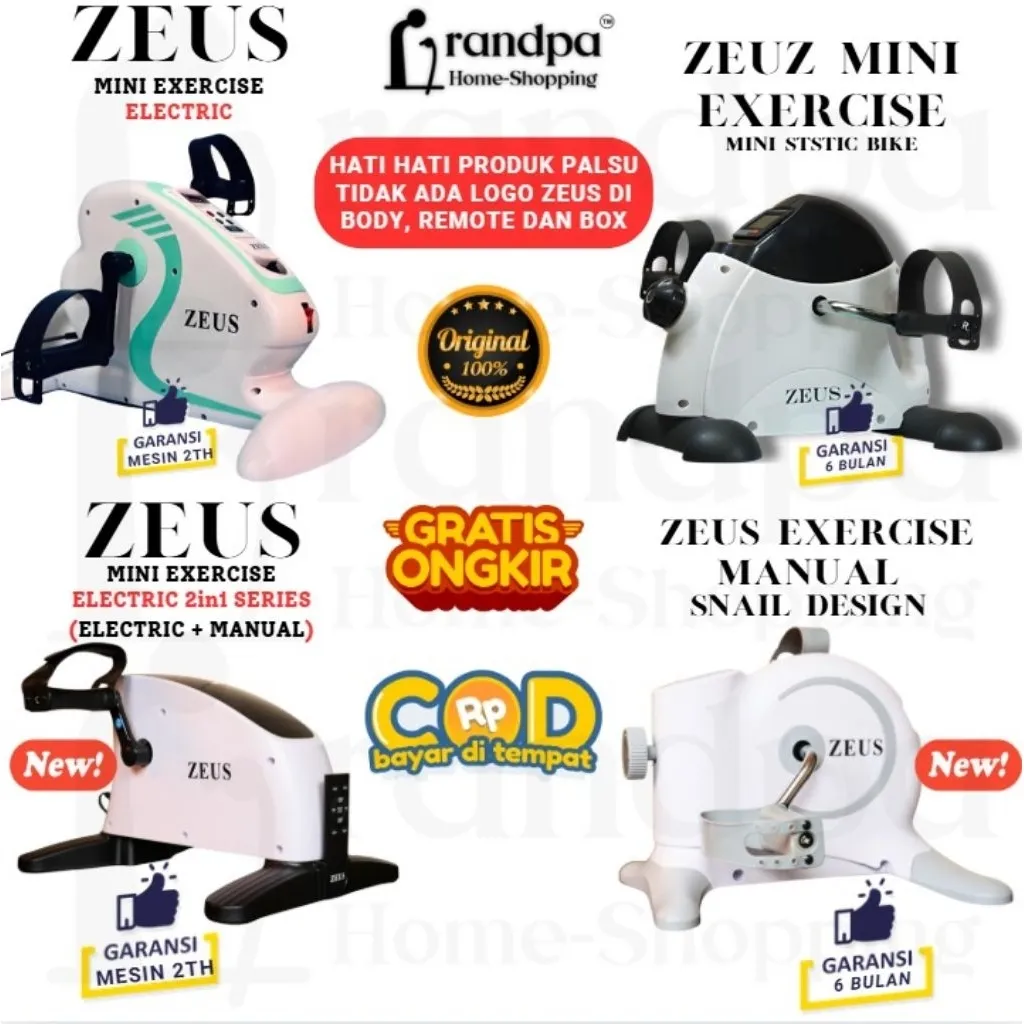 PROMO DISKON Original Zeus Mini Bike Elektrik Manual Sepeda Statis Sepeda Olahraga Alat Terapi Stroke