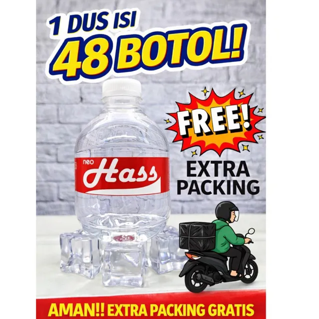 (GRATIS Ongkir ) Neo Hass Air Mineral Hass Botol Mini 188ml 1 Dus isi 48 Botol Minuman Kemasan Botol Kecil Air Mineral