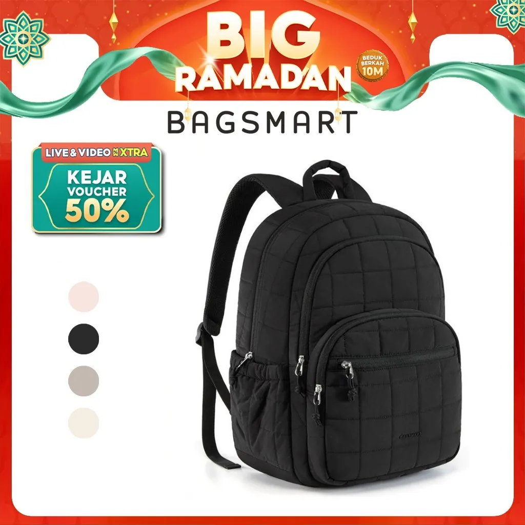 BAGSMART Casual Laptop Backpack 15.6inch Lightweight Quilted College Business Daypack for Women Men