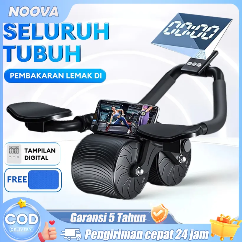 NOOVA  Ab Roller Wheels Plank Trainer 2 in1 Abdominal Core Roller Automatic Rebound Olahraga